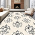 thumbnail image 1 of ODIKA 4'x6' Machine Washable Non-Slip Area Rug, Timeless Baroque Jewel High Traffic Rug with Pad, Ivory, 661178, 1 of 8