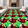 thumbnail image 1 of ODIKA 4'x6' Machine Washable Non-Slip Area Rug, Traditional Buffalo Plaid Enhanced by Whimsical Cane Stripes and Stars High Traffic Rug, Green, 627548, 1 of 7