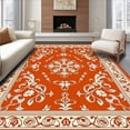 thumbnail image 1 of ODIKA 4'x6' Machine Washable Non-Slip Area Rug, Traditional Damask with Ornamental Border and Classic Details High Traffic Rug with Pad, Orange, 572999, 1 of 8