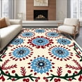 thumbnail image 1 of ODIKA 4'x6' Machine Washable Non-Slip Area Rug, Traditional Nordic Snowflake Medallion with Berry and Frosted Branches High Traffic Rug, Beige, 627959, 1 of 7
