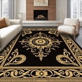 thumbnail image 1 of ODIKA 4'x6' Machine Washable Non-Slip Area Rug, Traditional Paisley Swirl Eco Friendly Entrance High Traffic Rug with Pad, Black, 664111, 1 of 8