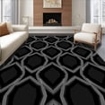 thumbnail image 1 of ODIKA 4'x6' Machine Washable Non-Slip Area Rug, Trellis Rhombus Network Symmetrical Fashionable Trendy High Traffic Rug, Black, 597756, 1 of 7