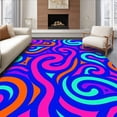 thumbnail image 1 of ODIKA 4'x6' Machine Washable Non-Slip Area Rug, Trendy Culture Statement With Exclusive Artwork High Traffic Rug with Pad, Blue, 531791, 1 of 8