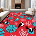 thumbnail image 1 of ODIKA 4'x6' Machine Washable Non-Slip Area Rug, Tropical Exotic Animal Name Nursery Ensemble High Traffic Rug, Red, 685964, 1 of 7
