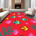 thumbnail image 1 of ODIKA 4'x6' Machine Washable Non-Slip Area Rug, Tropical Fish Companion Entrance with Underwater Adventure Theme High Traffic Rug with Pad, Red, 707066, 1 of 8