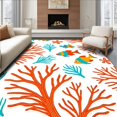 thumbnail image 1 of ODIKA 4'x6' Machine Washable Non-Slip Area Rug, Tropical Fish Coral Reef Doormat Underwater Entry Accent High Traffic Rug, Orange, 706979, 1 of 7