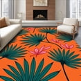 thumbnail image 1 of ODIKA 4'x6' Machine Washable Non-Slip Area Rug, Tropical Leaf Motif Decorative with Contemporary Styling High Traffic Rug, Orange, 600701, 1 of 7