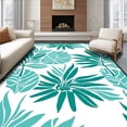 thumbnail image 1 of ODIKA 4'x6' Machine Washable Non-Slip Area Rug, Tropical Palm Leaf with Subtle Ocean Ripples High Traffic Rug with Pad, Teal, 702455, 1 of 8
