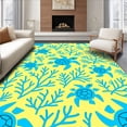 thumbnail image 1 of ODIKA 4'x6' Machine Washable Non-Slip Area Rug, Tropical Parade with Coral Reef Flourish High Traffic Rug, Yellow, 341556, 1 of 7