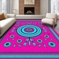 thumbnail image 1 of ODIKA 4'x6' Machine Washable Non-Slip Area Rug, Turquoise Medallion with Intricate Floral Motifs High Traffic Rug with Pad, Pink, 705357, 1 of 8