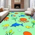 thumbnail image 1 of ODIKA 4'x6' Machine Washable Non-Slip Area Rug, Undersea Adventure Featuring Friendly Marine Creatures and Bubbles High Traffic Rug, Green, 686282, 1 of 7