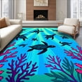 thumbnail image 1 of ODIKA 4'x6' Machine Washable Non-Slip Area Rug, Underwater Journey Through Coral Reefs High Traffic Rug with Pad, Blue, 679672, 1 of 8