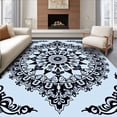 thumbnail image 1 of ODIKA 4'x6' Machine Washable Non-Slip Area Rug, Velvety Boho Medallion Eclectic Artistic High Traffic Rug with Pad, Black, 539555, 1 of 8
