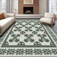 thumbnail image 1 of ODIKA 4'x6' Machine Washable Non-Slip Area Rug, Venetian Brocade Majesty Worn Enchantment Dignified Adornment High Traffic Rug, Ivory, 573601, 1 of 7