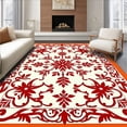 thumbnail image 1 of ODIKA 4'x6' Machine Washable Non-Slip Area Rug, Verdant Scrollwork Arrangement with Flourishing Floral Medley Motifs High Traffic Rug, Orange, 663169, 1 of 5
