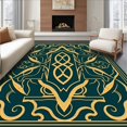 thumbnail image 1 of ODIKA 4'x6' Machine Washable Non-Slip Area Rug, Verdant Tiger Stripe Interlocking Design with Art Influence High Traffic Rug with Pad, Green, 530040, 1 of 8