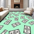 thumbnail image 1 of ODIKA 4'x6' Machine Washable Non-Slip Area Rug, Vibrant Finance Illustration Modern Stylish Decorative Floor Art High Traffic Rug with Pad, Green, 719700, 1 of 3