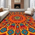 thumbnail image 1 of ODIKA 4'x6' Machine Washable Non-Slip Area Rug, Vibrant Kaleidoscope Design with Multi Hued Floral High Traffic Rug, Orange, 506764, 1 of 7