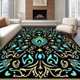 thumbnail image 1 of ODIKA 4'x6' Machine Washable Non-Slip Area Rug, Vibrant Peacock Feather Latch Hook Kit DIY Needlework Embroidery High Traffic Rug with Pad, Black, 643150, 1 of 8