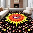 thumbnail image 1 of ODIKA 4'x6' Machine Washable Non-Slip Area Rug, Vibrant Sunburst Petal Arrangement Art Floret High Traffic Rug with Pad, Black, 562519, 1 of 8