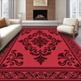 thumbnail image 1 of ODIKA 4'x6' Machine Washable Non-Slip Area Rug, Vintage Damask Entrance Barrier Trap High Traffic Rug with Pad, Red, 585185, 1 of 8