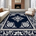 thumbnail image 1 of ODIKA 4'x6' Machine Washable Non-Slip Area Rug, Vintage Damask Flourish Design with Central Rosette High Traffic Rug with Pad, Black, 474757, 1 of 8