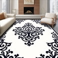 thumbnail image 1 of ODIKA 4'x6' Machine Washable Non-Slip Area Rug, Vintage Damask Scrollwork with Ornate Central Motif High Traffic Rug, Black, 558518, 1 of 7