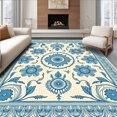thumbnail image 1 of ODIKA 4'x6' Machine Washable Non-Slip Area Rug, Vintage Floral Medallion with Delicate Boho Motifs High Traffic Rug with Pad, Beige, 555320, 1 of 8