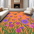 thumbnail image 1 of ODIKA 4'x6' Machine Washable Non-Slip Area Rug, Vintage Garden Flora Decorative Accent High Traffic Rug, Orange, 663397, 1 of 7