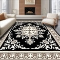 thumbnail image 1 of ODIKA 4'x6' Machine Washable Non-Slip Area Rug, Vintage Inspired Scrollwork with Flourishing Leaf Details High Traffic Rug with Pad, Black, 461885, 1 of 8