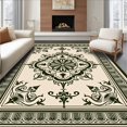 thumbnail image 1 of ODIKA 4'x6' Machine Washable Non-Slip Area Rug, Vintage Medallion Damask Throw with Ornate Scrollwork High Traffic Rug, Ivory, 465441, 1 of 7