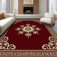 thumbnail image 1 of ODIKA 4'x6' Machine Washable Non-Slip Area Rug, Vintage Ornament Medallion Shower with Gilded Baroque Details High Traffic Rug with Pad, Red, 651541, 1 of 8