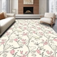 thumbnail image 1 of ODIKA 4'x6' Machine Washable Non-Slip Area Rug, Vintage Ornamental Vine with Stylized Floral and Leaf High Traffic Rug with Pad, Ivory, 540898, 1 of 8