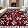 thumbnail image 1 of ODIKA 4'x6' Machine Washable Non-Slip Area Rug, Vintage Snowflake Holiday with Festive Winter Motifs High Traffic Rug, Red, 731642, 1 of 5