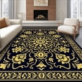 thumbnail image 1 of ODIKA 4'x6' Machine Washable Non-Slip Area Rug, Vintage Tapestry with Ornate Fringe Detail High Traffic Rug with Pad, Black, 570315, 1 of 8
