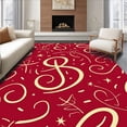 thumbnail image 1 of ODIKA 4x6 Machine Washable Non-Slip Area Rug, Vivid Abstract Swirl with Playful Confetti and Dynamic Stripe High Traffic Rug with Pad, Red, 613417, 1 of 8