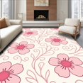 thumbnail image 1 of ODIKA 4'x6' Machine Washable Non-Slip Area Rug, Watercolor Bloom Motif with Delicate Petal Swirls High Traffic Rug, Pink, 463206, 1 of 7