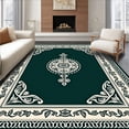 thumbnail image 1 of ODIKA 4'x6' Machine Washable Non-Slip Area Rug, Waterproof Medallion Design with Botanical Border High Traffic Rug with Pad, Green, 718360, 1 of 8
