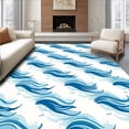 thumbnail image 1 of ODIKA 4'x6' Machine Washable Non-Slip Area Rug, Wave Artistry Handwoven Rag High Traffic Rug, Blue, 599434, 1 of 7