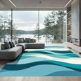 thumbnail image 1 of ODIKA 4'x6' Machine Washable Non-Slip Area Rug, Waves Sandy Grey Shores High Traffic Rug, Blue, 894051, 1 of 7