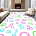 thumbnail image 1 of ODIKA 4'x6' Machine Washable Non-Slip Area Rug, Whimsical ABC Teaching featuring Hand Drawn Typography High Traffic Rug with Pad, Pink, 690861, 1 of 8