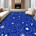 thumbnail image 1 of ODIKA 4'x6' Machine Washable Non-Slip Area Rug, Whimsical Alphabet Galaxy Interlocking Constellation Motif High Traffic Rug with Pad, Blue, 687206, 1 of 8
