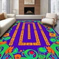 thumbnail image 1 of ODIKA 4'x6' Machine Washable Non-Slip Area Rug, Whimsical Alphabet Safari Play Featuring Exotic Animal Motifs High Traffic Rug with Pad, Purple, 681012, 1 of 8
