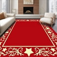 thumbnail image 1 of ODIKA 4'x6' Machine Washable Non-Slip Area Rug, Whimsical Bell Design Featuring Festive Details High Traffic Rug with Pad, Red, 652049, 1 of 8