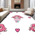 thumbnail image 1 of ODIKA 4'x6' Machine Washable Non-Slip Area Rug, Whimsical Cartoon Girl Bathroom Doormat Absorbent High Traffic Rug, Pink, 655697, 1 of 5