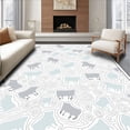 thumbnail image 1 of ODIKA 4'x6' Machine Washable Non-Slip Area Rug, Whimsical Cat with Playful Swirls and Dots High Traffic Rug, Gray, 722752, 1 of 7