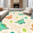 thumbnail image 1 of ODIKA 4'x6' Machine Washable Non-Slip Area Rug, Whimsical Dino Gathering with Abstract Animal Inspired Design and Playful Swirls High Traffic Rug, Ivory, 724234, 1 of 7