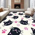 thumbnail image 1 of ODIKA 4'x6' Machine Washable Non-Slip Area Rug, Whimsical Feline Tufted with Playful Cartoon Design High Traffic Rug, Black, 719553, 1 of 7