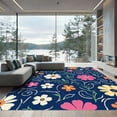 thumbnail image 1 of ODIKA 4'x6' Machine Washable Non-Slip Area Rug, Whimsical Flower Design with Playful Accents and Curves High Traffic Rug, Blue, 913657, 1 of 7