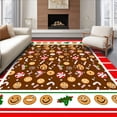 thumbnail image 1 of ODIKA 4'x6' Machine Washable Non-Slip Area Rug, Whimsical Gingerbread Cookie with Cane Stripes High Traffic Rug, Brown, 734802, 1 of 7